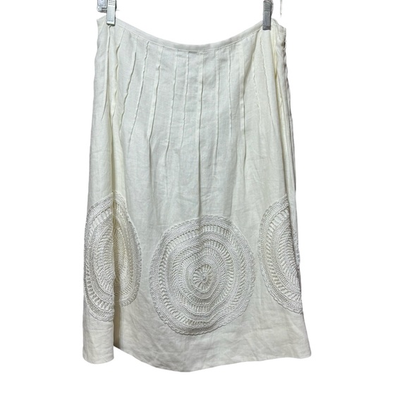 Magaschoni- White Linen Vintage Knee Length Skirt- Sz. 8 - Picture 1 of 9